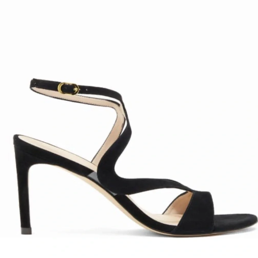 Stuart Weitzman, Mariposa 80 Heeled Sandal, Black, US 10
